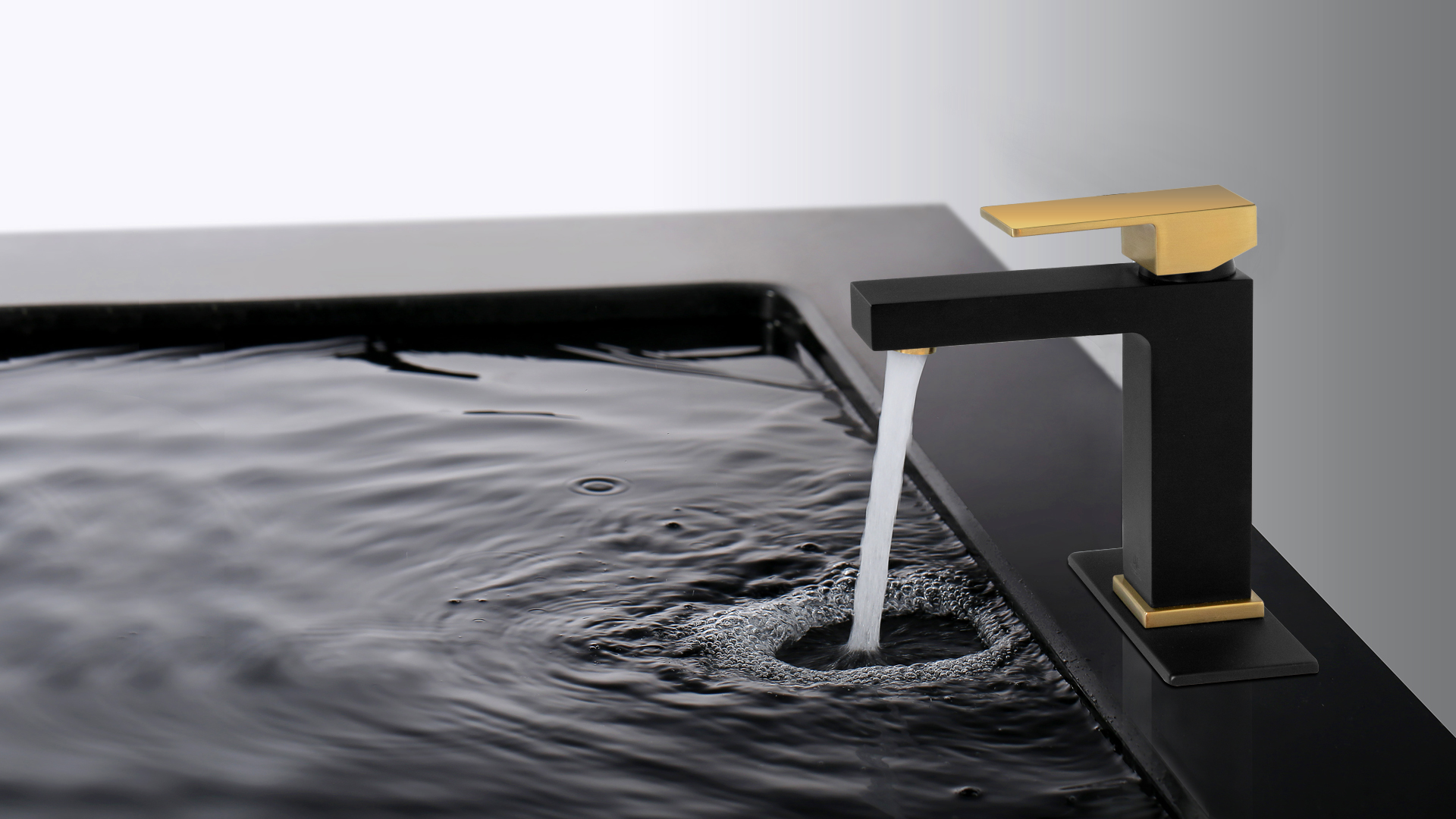 Single Hole Bathroom Faucet Black and Gold, Lava Odoro Modern